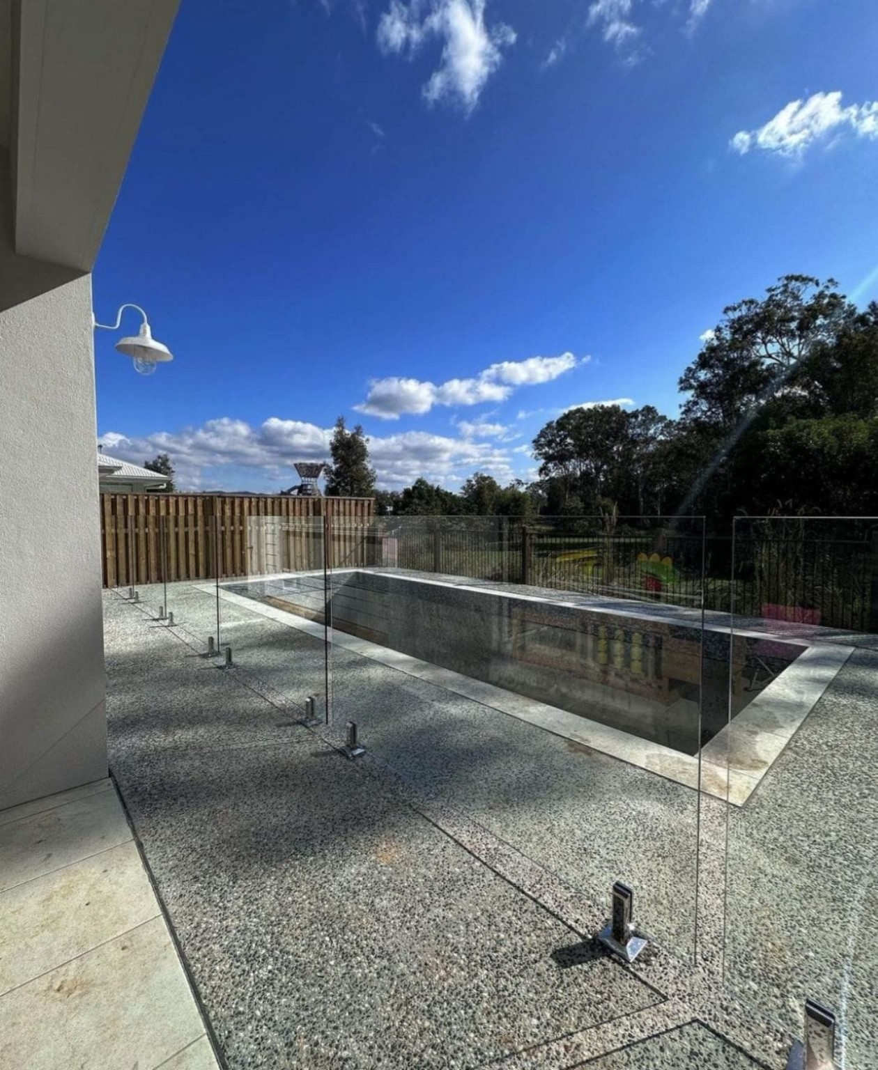 Exterior glass railing